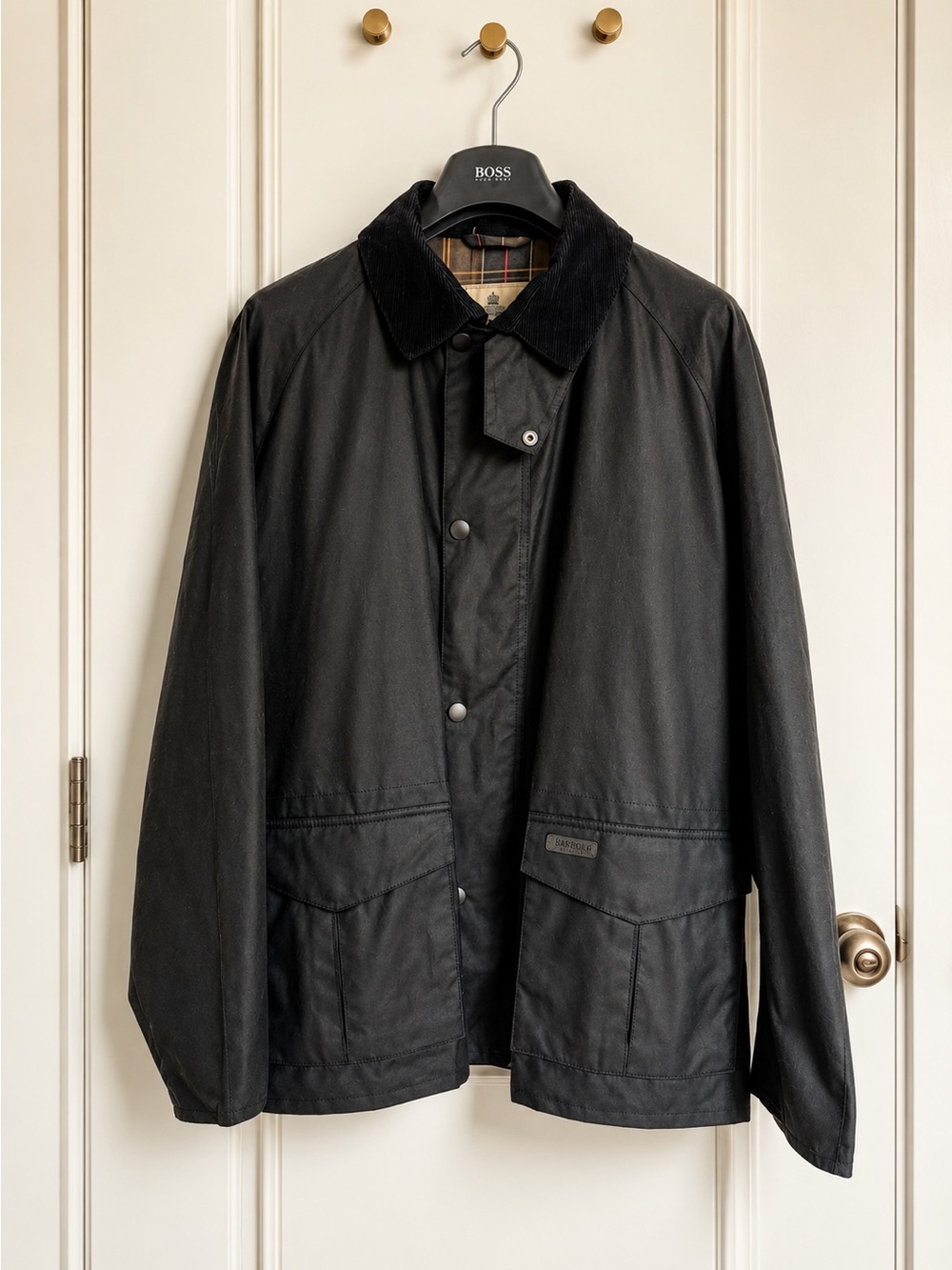 Men's Barbour Amblewood Black Waxed Cotton Jacket.